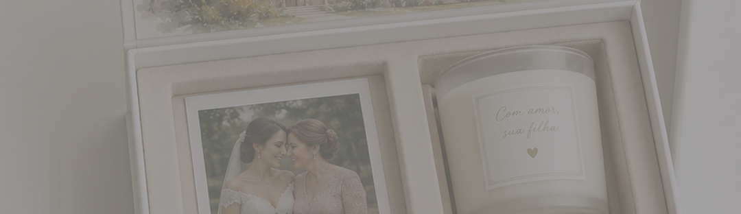 Kit de casamento Viena Creative — caixa com foto e vela personalizadas